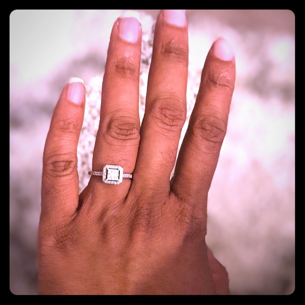 Halo Diamond Engagement Ring Set in 14K White Gold